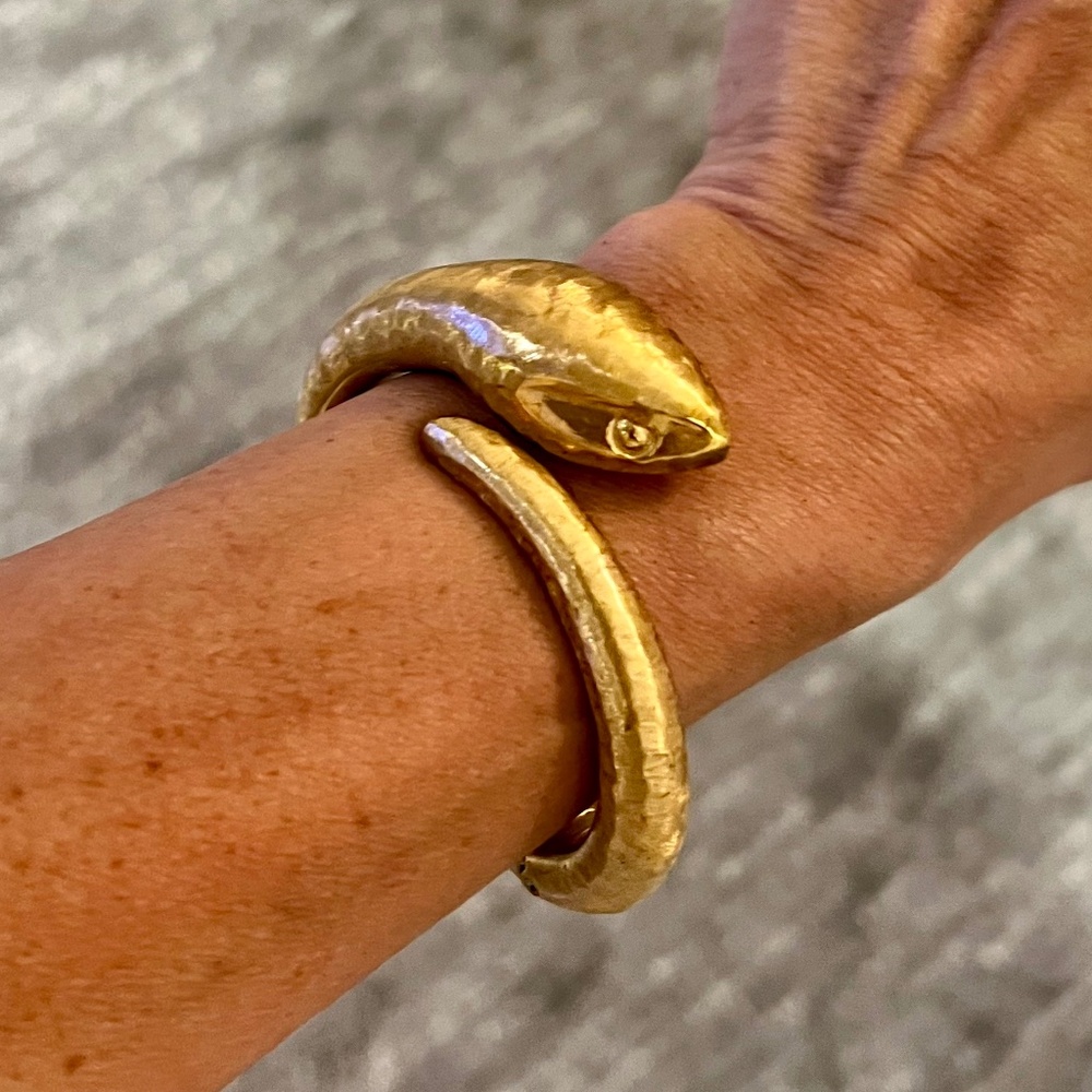 Roberto Cavalli Gold color Snake Hinge Cuff Bracelet